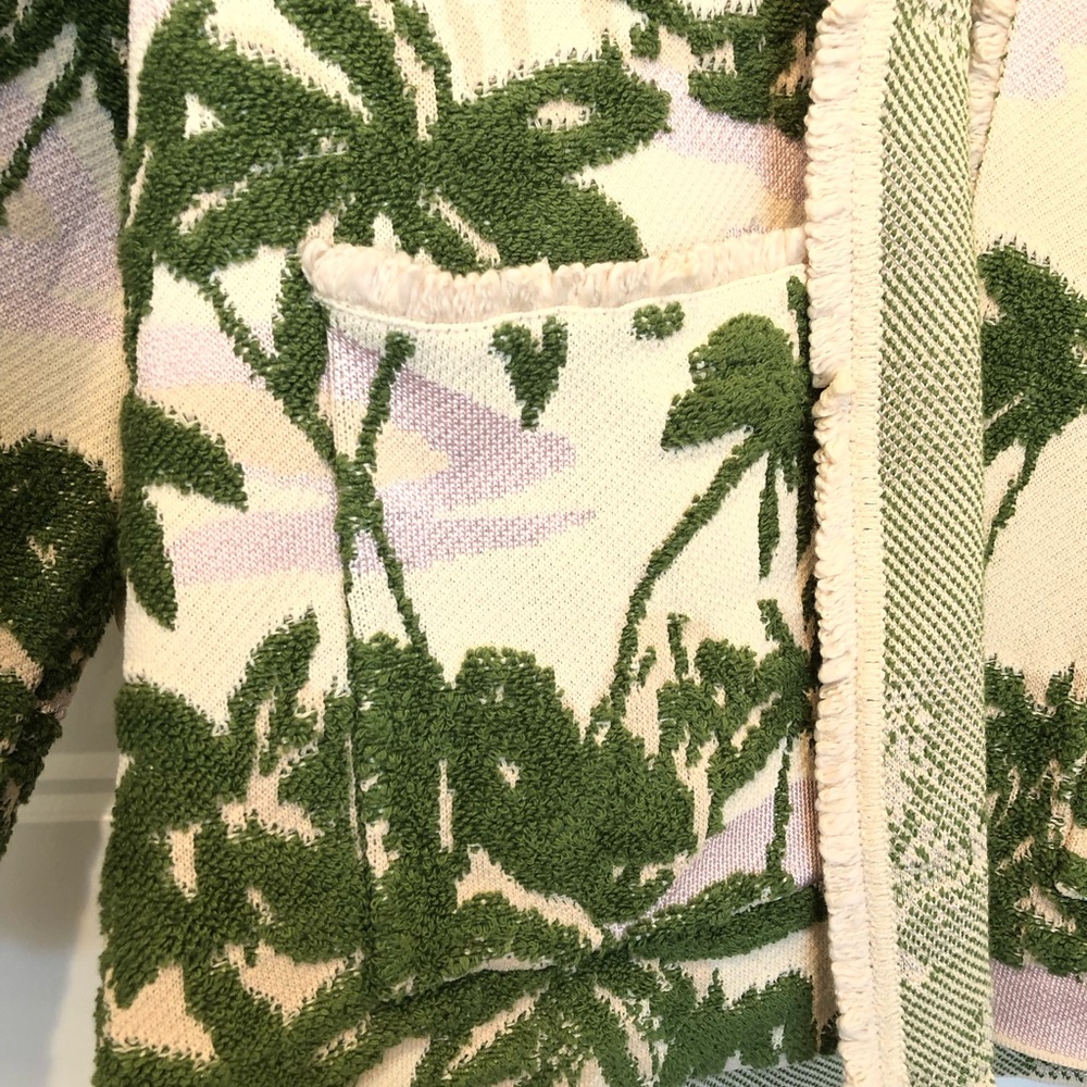 Maje Aloha Belted Cardigan Size 2 Medium Palm Tree Motifs - Picture 6 of 13
